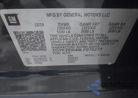 2020 Cadillac Xt4 Fwd Sport z USA, uszkodzony, nr VIN 1GYFZER40LF075277